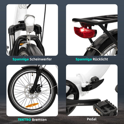 VecoCraft E-Pax e Bike klapprad Elektrofahrrad, 20 Zoll E-Klapprad, mit 7-Gang elektrofahrräder, Li-Ion-Akku 36V/13Ah Akku, Reichweite bis zu 55-95km, 250W Hinterradmotor Elektro klapprad 20 Zoll