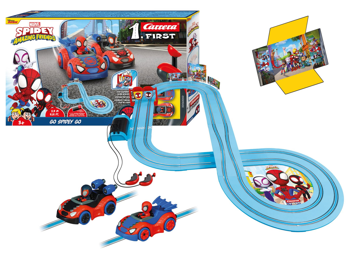 Carrera - 20063050 First I Spidey Go Webs Go Rennbahn-Set I Auto für Rennbahn | Rennbahnen und lizensierte Slotcars | bis zu 2 Spieler | Für Kinder ab 3 Jahren & Erwachsene
