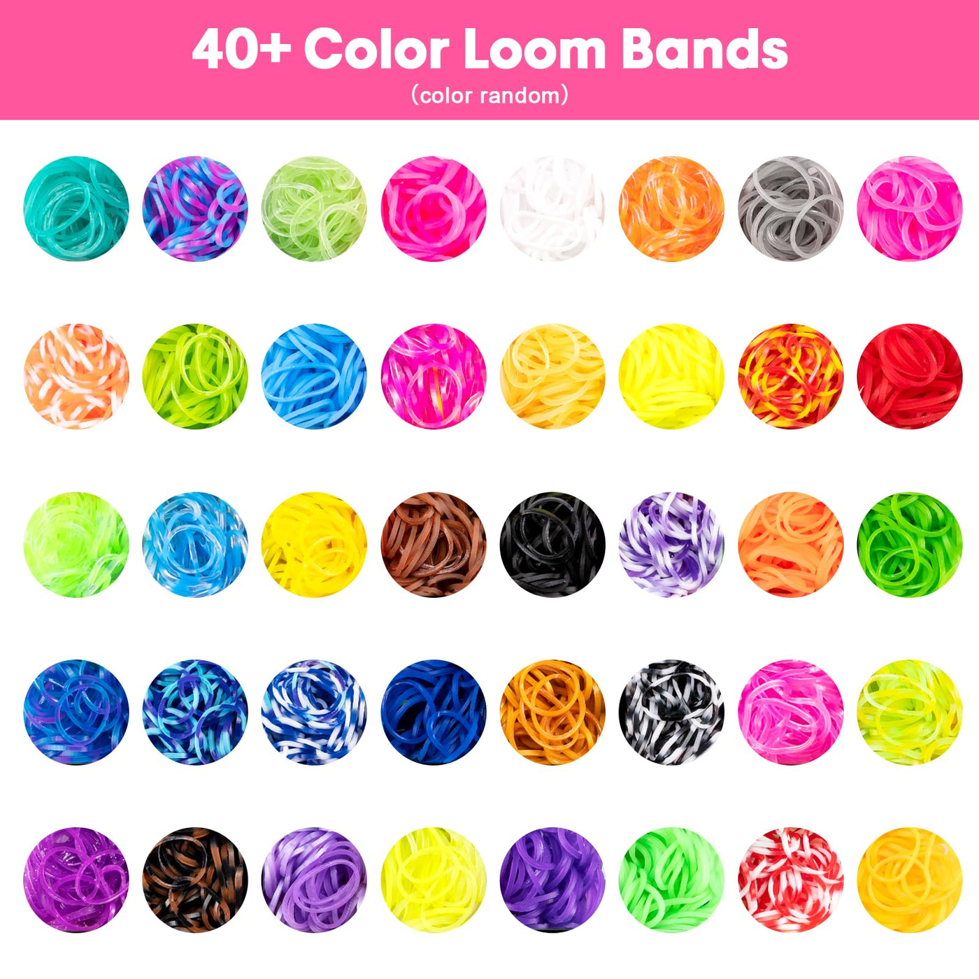 Noa Home Deco Loom Bänder Set, 5100+ Stück Loom Gummis für Armband Selber Machen, Bunte Loops Gummis Set Zubehör mit Anhängern und Accessoires, DIY Basteln Geschenk für Kinder Junge Mädchen