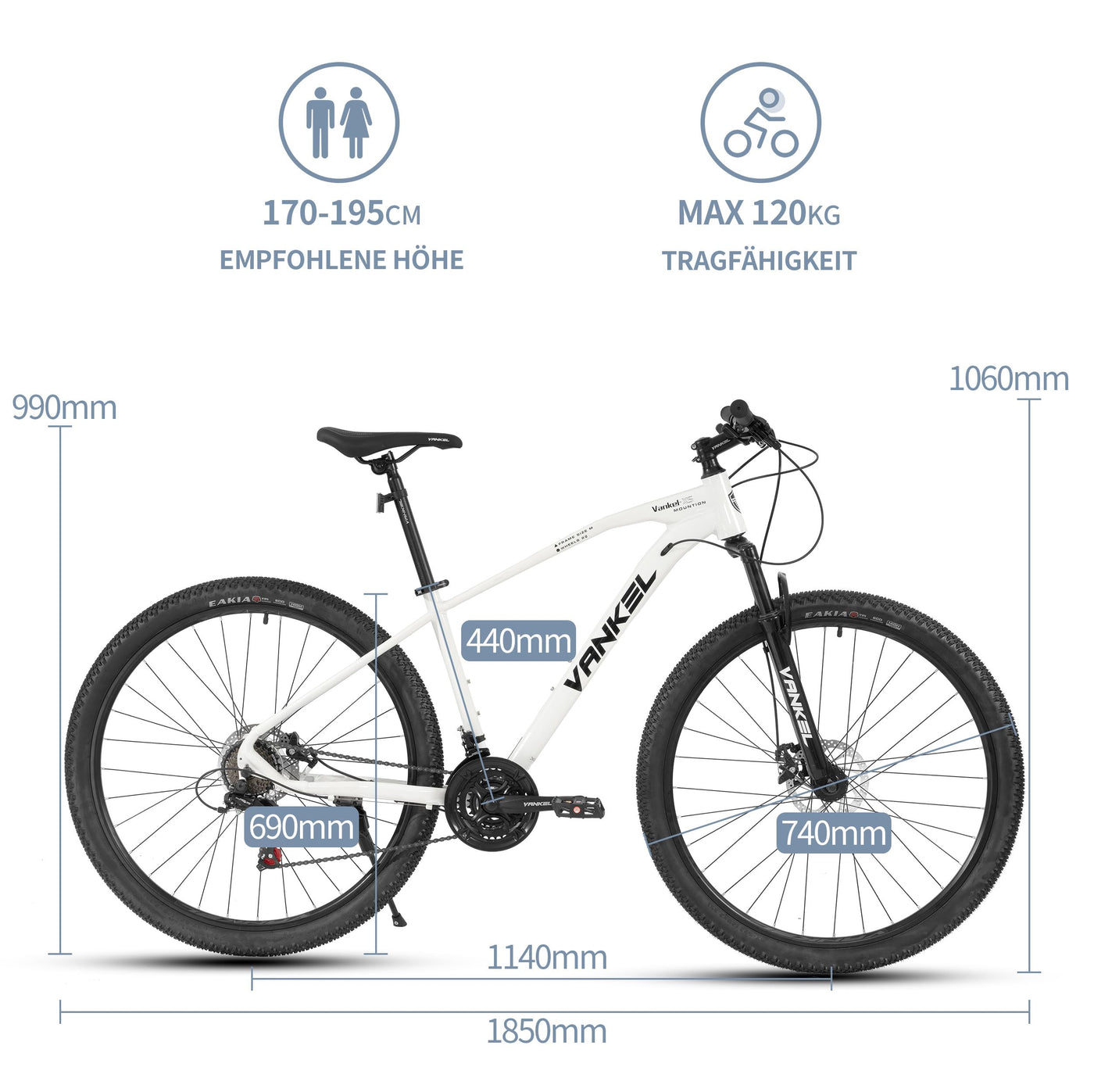 Sinaopus Mountainbike Mountainbike Hardteil MTB 29 Zoll Breitreifen für Damen und Herren Weiß