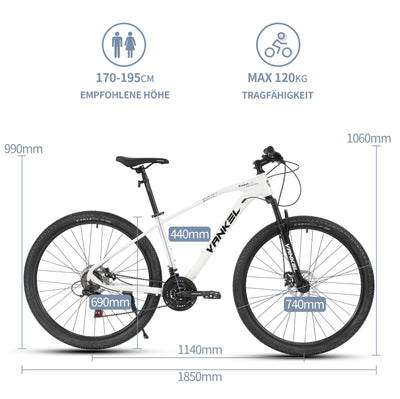 Sinaopus Mountainbike Mountainbike Hardteil MTB 29 Zoll Breitreifen für Damen und Herren Weiß