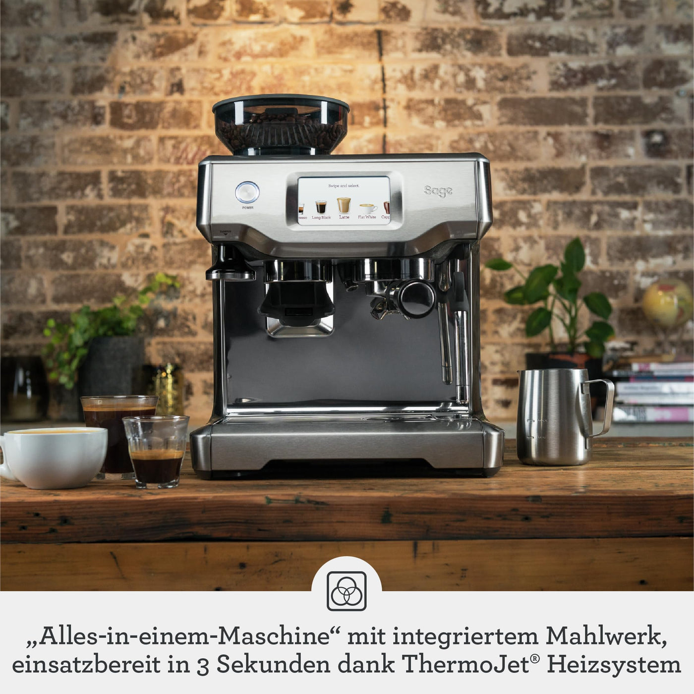 Sage - The Barista Touch - Kaffeevollautomat mit automatischem Milchaufschäumer - Gebürsteter Edelstahl