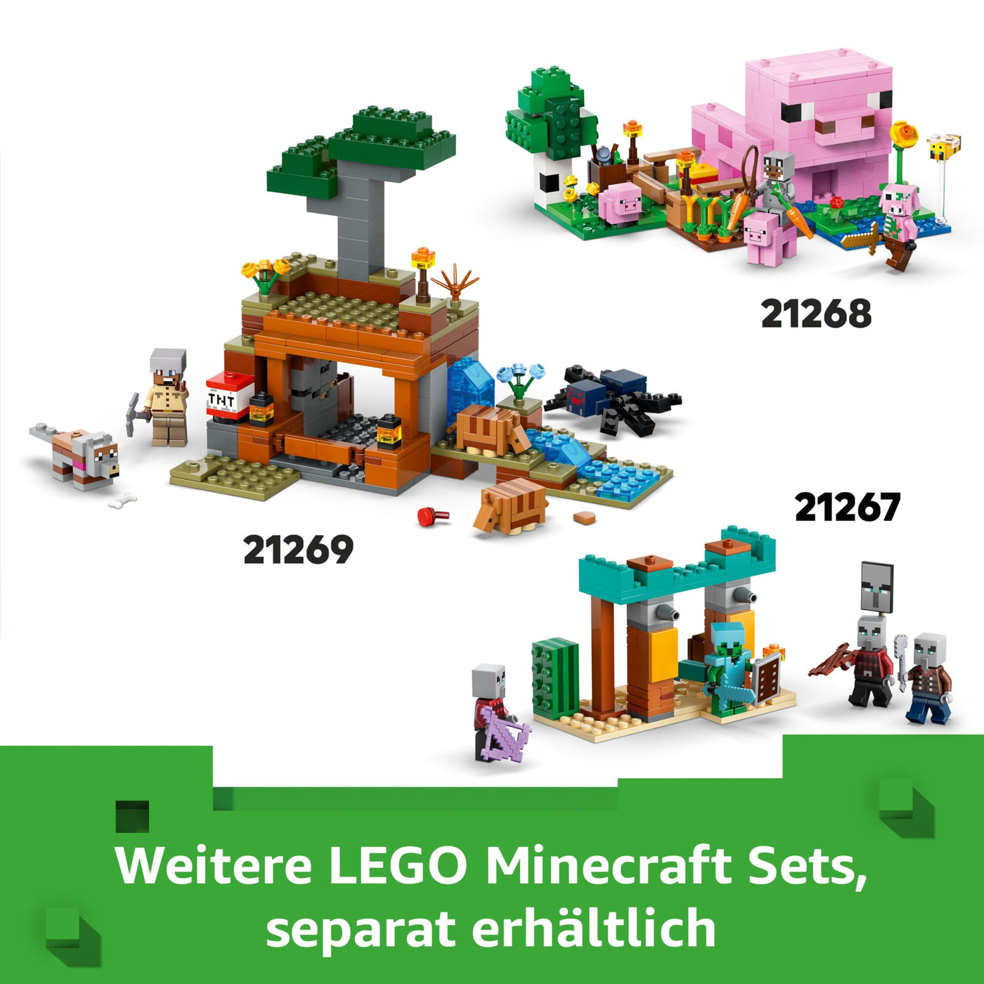 LEGO Minecraft Das Pilzkuh-Haus - Gaming Spielzeug mit Steve Figur, Mobs, einem Arbeitstisch und Einer Farm - Interaktives Spielset - Gaming Geschenk für Mädchen und Jungen ab 8 Jahren 21270