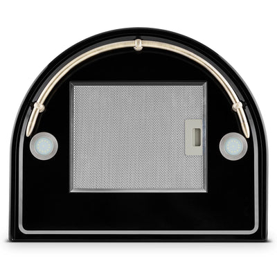 Klarstein Lumio Neo - Retro Dunstabzugshaube, Wandabzugshaube, Abzugshaube, Energieeffizienzklasse B, Breite: 60 cm, Abluft/Umluft, Abluftleistung: 610 m³/h, Edelstahl-Gehäuse, schwarz