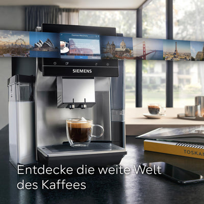 SIEMENS Kaffeevollautomat EQ700 integral TQ717D03, App-Steuerung, Cold Brew, intuitives Full-Touch-Display, bis zu 30 individ. Kaffeekreationen als Favoriten, autom. Dampfreinigung, 1500 W, edelstahl