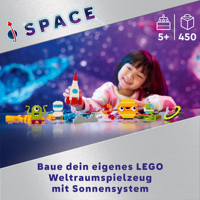 LEGO Classic Kreative Weltraumplaneten, baubares Sonnensystem-Modell für Kinder, Weltraum-Spielzeug mit Rakete, Raumschiff, Planeten und Alien, Geschenk für Kinder, Jungs und Mädchen ab 5 Jahren 11037