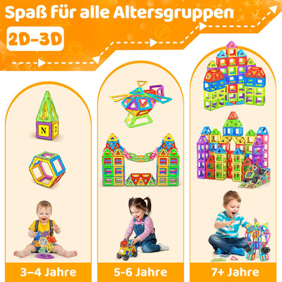 COOLJOYA Magnetische Bausteine 120 Teile Konstruktion, Magnetbausteine Magnetspielzeug Magnete Kinder, Magnetbausteine Kinder Magnetspiel für Geschenk ab 3 4 5 6 7 8 Jahre Junge Mädchen