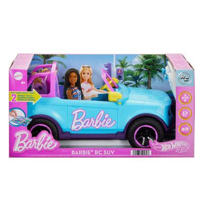 Hot Wheels Ferngesteuertes Auto, Barbie Ferngesteuerter SUV mit Aufklebern, kann 2 Barbie-Puppen Plus Zubehör aufnehmen, individuelle Gestaltung durch aufklebbare Sticker, HTP53