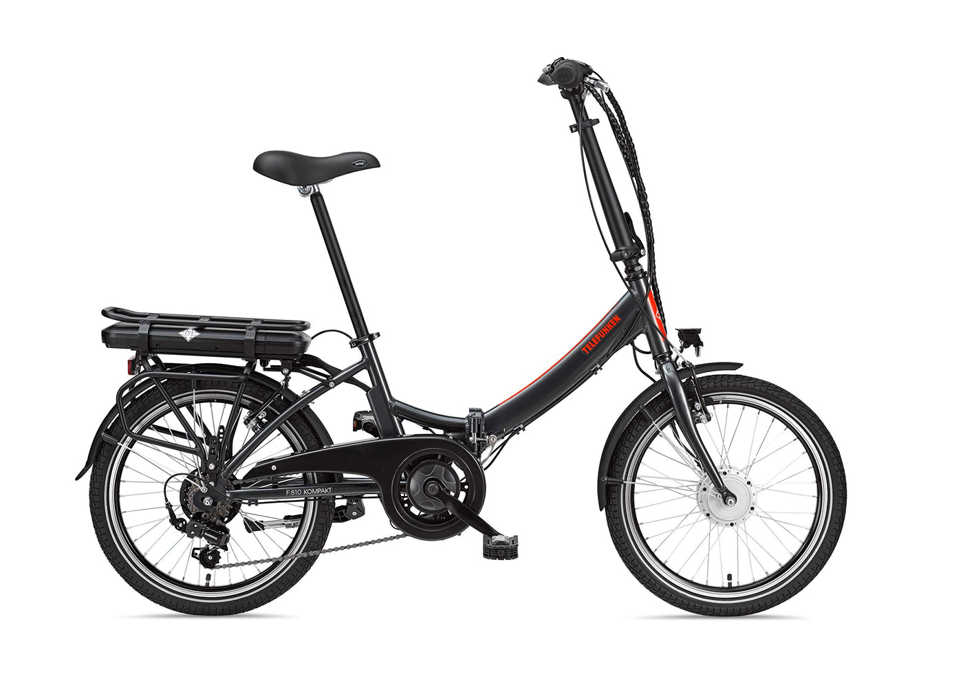 TELEFUNKEN E-Bike Klapprad Elektrofahrrad Alu, 7 Gang Kettenschaltung - Pedelec Faltrad Leicht, 250 W und 10,4 Ah / 36 V Lithium-Ionen-Akku, LCD-Display, 20 Zoll, Kompakt F810