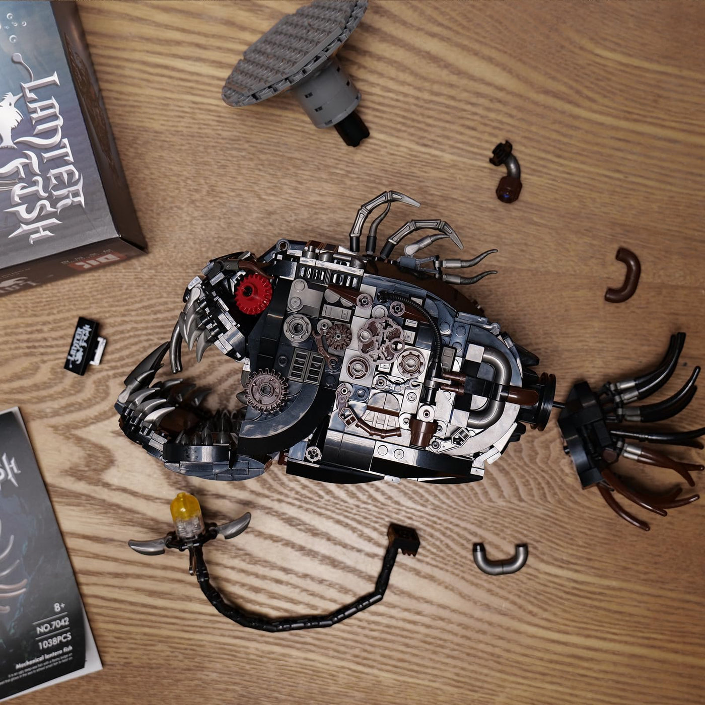 Mechanical Laternenfisch Klemmbausteine Bausteinen.Kompatibel Mit Lego Tier Lantern Fish – STEM Perfekte Ozean-Moc Deko für Zuhause/Büro. Geschenk für Kinder und Erwachsene ab 8-16 1038PCS