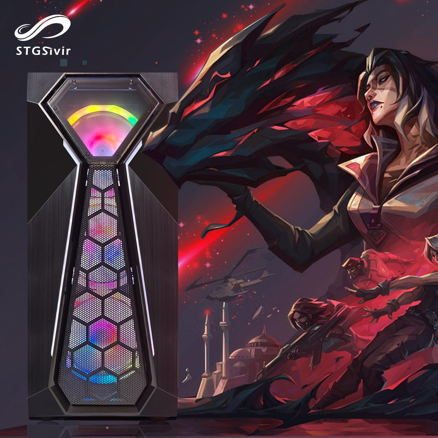 STGsivir Gaming PC, Radeon RX 580 16 GB, Core i5-9400F bis zu 4.1 GHz, 16 GB DDR4 RAM, 512 GB SSD, 600M WiFi, BT 5.0, RGB Fanx4, W11H64, Gamer PC Computer Desktop Rechner