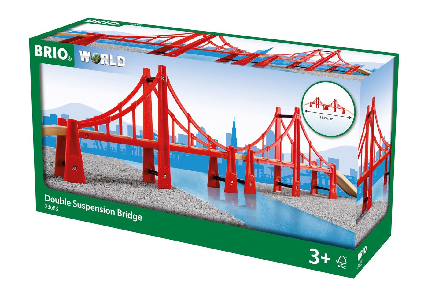 BRIO World 33683 Hängebrücke - Eisenbahnzubehör Holzeisenbahn - Kleinkinderspielzeug empfohlen für Kinder ab 3 Jahren