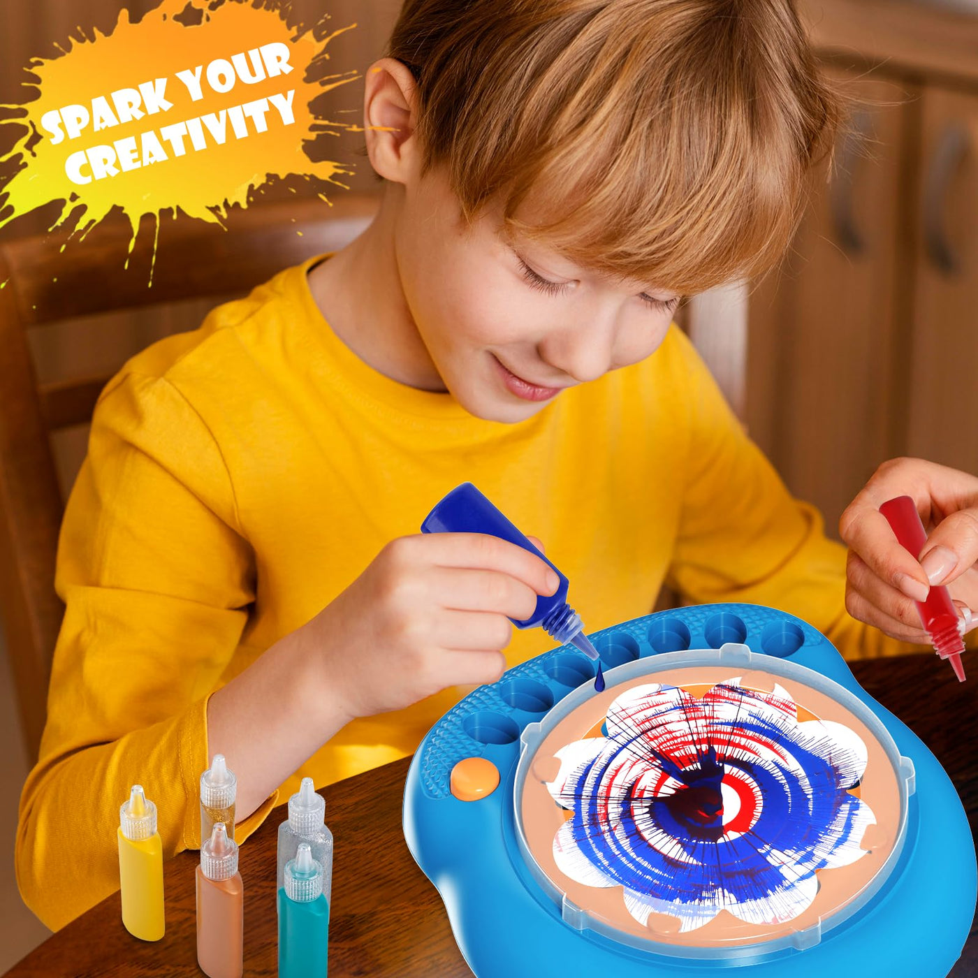 Paint Spin Art Machine Kit für Kinder, Kunst & Handwerk, Mal Spin Art Spielzeug-Kits für Jungen und Mädchen im Alter von 6, 7, 8 und 9 Jahren (Blau)