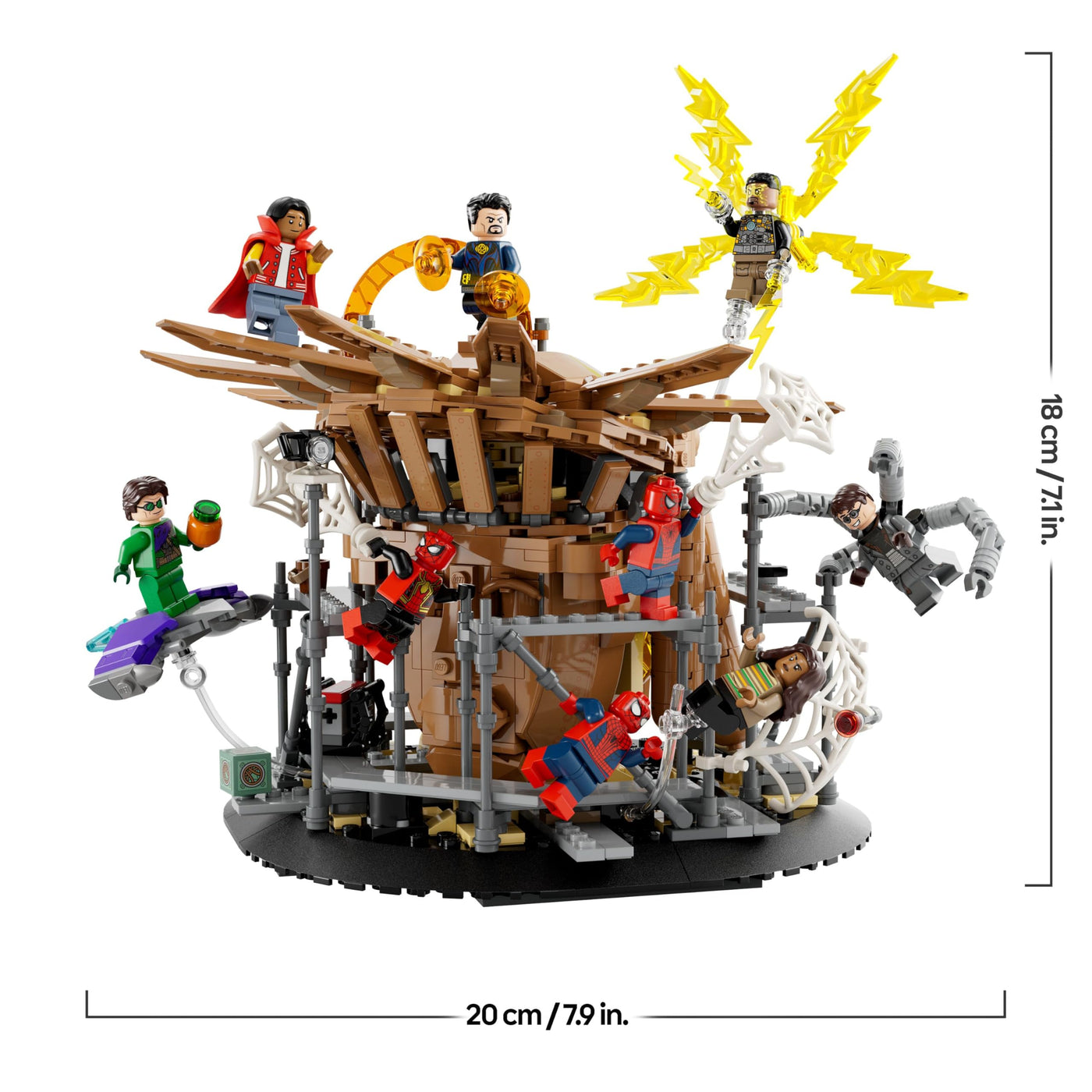 LEGO 76261 Marvel Spider-Mans großer Showdown, Spider-Man: No Way Home-Set mit 3 Peter Parker-Minifiguren sowie Green Goblin, Electro, Sandman, Ned, Doctor Strange und MJ, Sammlermodell