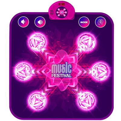 Tanzmatte für Kinder ab 4-12 Jahre Mädchen, Musikmatte mit 6 Leuchtenden Pfeilen, 5 Spielmodi und LED Anzeige, Weihnachten Geburtstag Spielzeug Geschenke für Junge & Mädchen