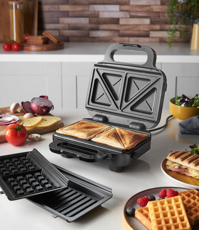 Russell Hobbs Multifunktionsgerät 3-in-1 [Sandwichmaker, Waffeleisen, Kontaktgrill] Creations (spülmaschinengeeignete, antihaftbeschichtete & extra tiefe Platten, BPA frei) 26810-56