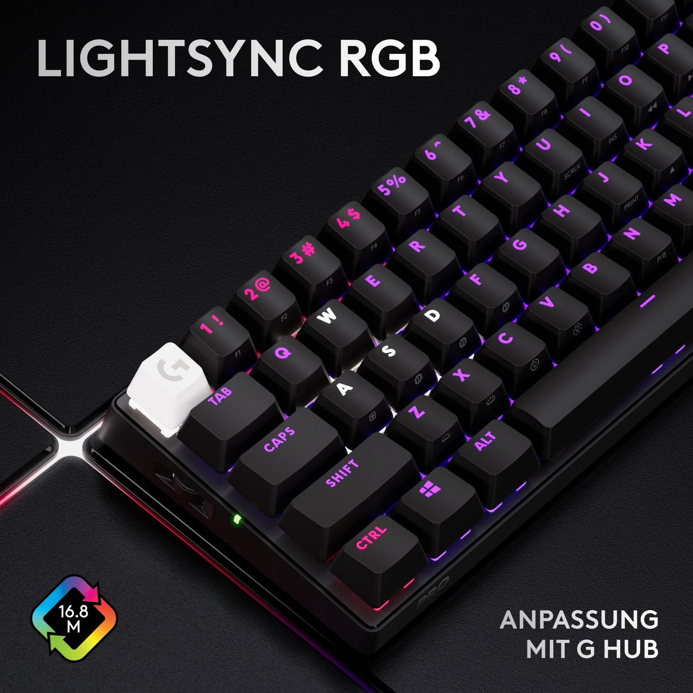 Logitech G PRO X 60 LIGHTSPEED kabellose Gaming-Tastatur, ultra-kompakte mechanische 60%-TKL-Tastatur, LIGHTSYNC RGB, Doubleshot-PBT-Tastenkappen, optische taktile, Windows PC, QWERTZ DE - Schwarz
