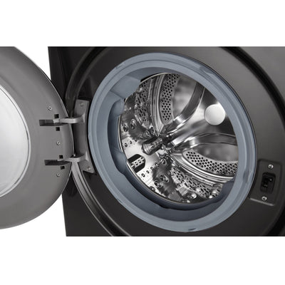 LG F4WV708P2BA, Klasse A, Frontlader-Waschmaschine 8 kg, Wi-Fi, AI Direct Drive, Tiefenreinigung mit Dampf, TurboWash 360°, TRIPLE A, Außentür aus gehärtetem Glas, 60x62x85 cm ꟷ Metallic Black Steel