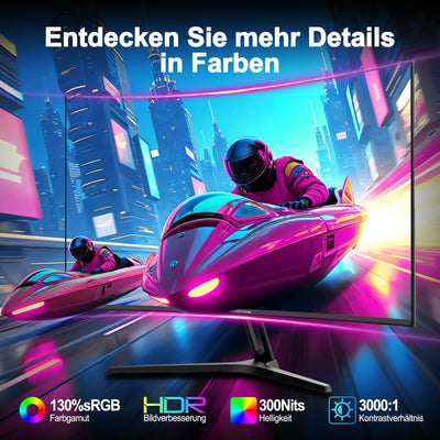 Minifire 24 Zoll Curved Gaming Monitor 180Hz, 1ms, 130% sRGB, Mit Lautsprechern, HDR, FreeSync, 300cd/m², VA, FHD 1080P, Rahmenlos, HDMI1.4 DP1.2 Ports (MFG24C1 HDMI-Kabel im Lieferumfang enthalten)