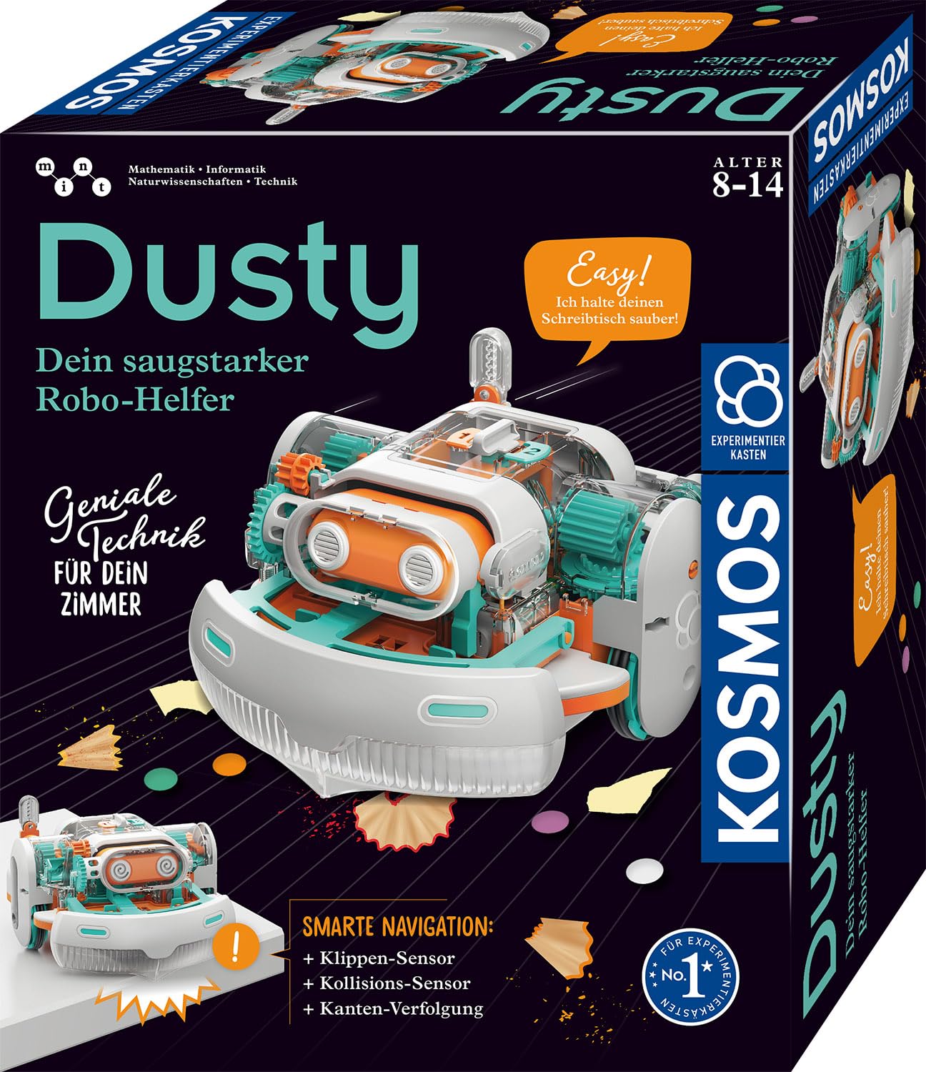 KOSMOS 621322 Dusty - Dein saugstarker Robo-Helfer, Staubsaugerroboter für Kinder, Experimentierkasten ab 8 Jahre