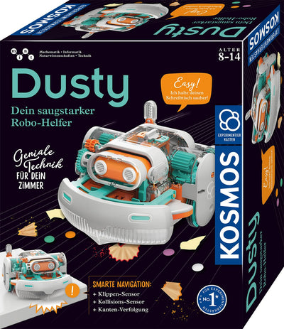 KOSMOS 621322 Dusty - Dein saugstarker Robo-Helfer, Staubsaugerroboter für Kinder, Experimentierkasten ab 8 Jahre