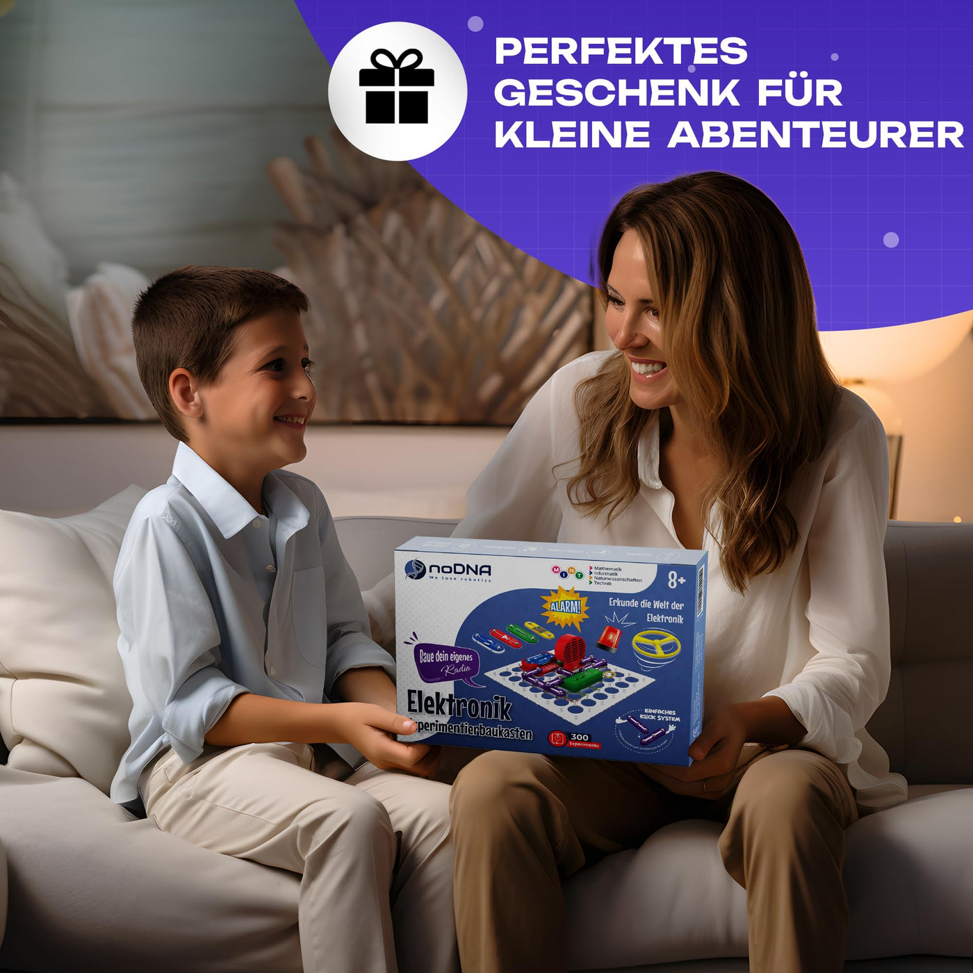 noDNA Elektronik Baukasten Kinder - 300 spannende Experimente für Kinder ab 8 Jahren, Elektro Experimentierkasten ab 8 Jahre inkl. Lernquiz & bebildeter Anleitung – Elektrobaukasten