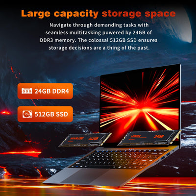 Moacreto 15,6 Zoll Laptop, Core i5-8210Y Prozessor 24GB RAM 512GB SSD Notebook, FHD 1920x1200 Display Laptops mit Typ-C, USB3.0, HDMI, BT5.0, Wi-Fi5 Laptop Computer