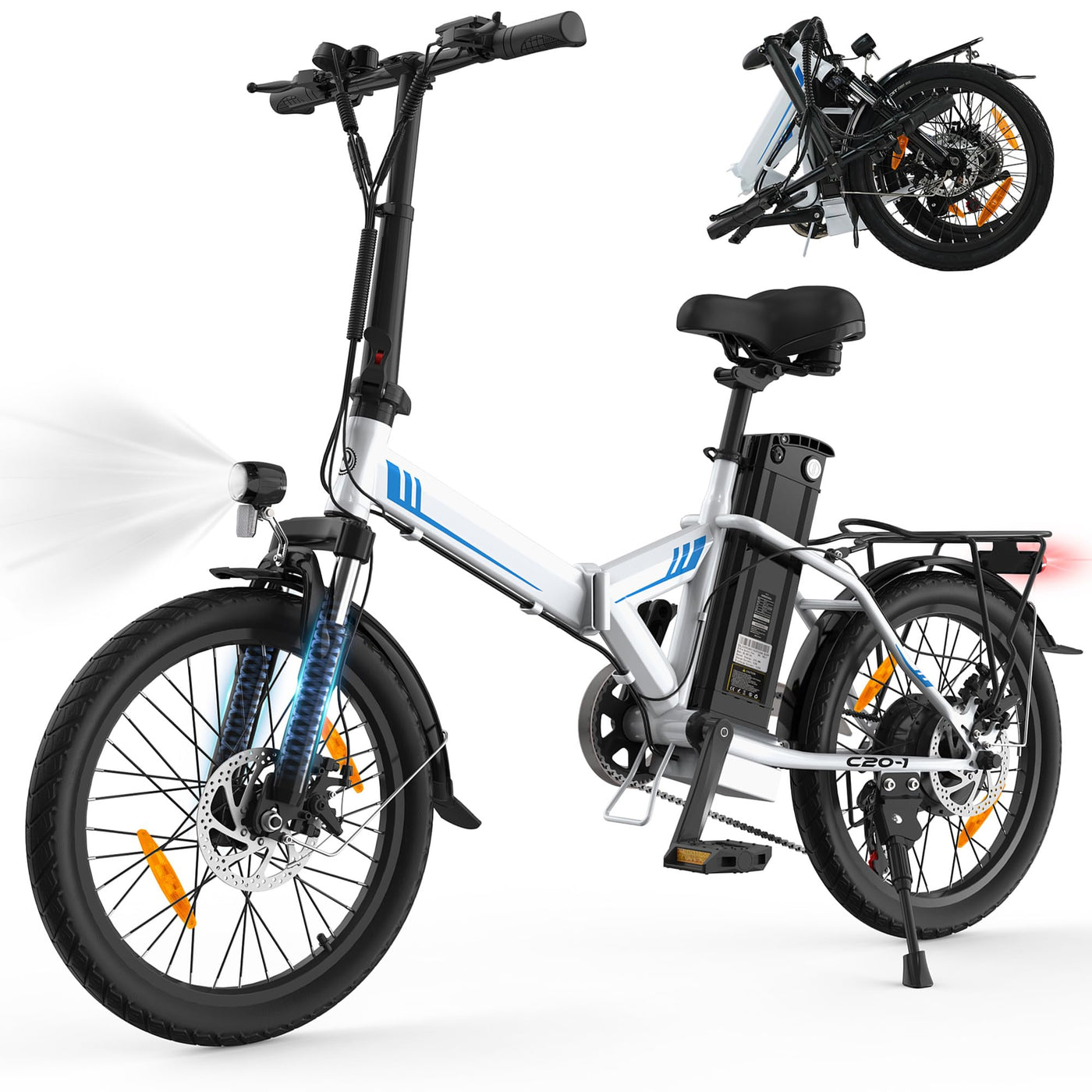 AOIHO E Bike, 20" EBike Klapprad mit 48V 374.4 Wh Lithium-Akku, Reichweite Max 70KM, Elektrofahrräder 250W Motor, 5 Fahrmodi, City E Fahrrad Herren Damen mit 7 Gängen EU-Konformes Klapprad E-Bike
