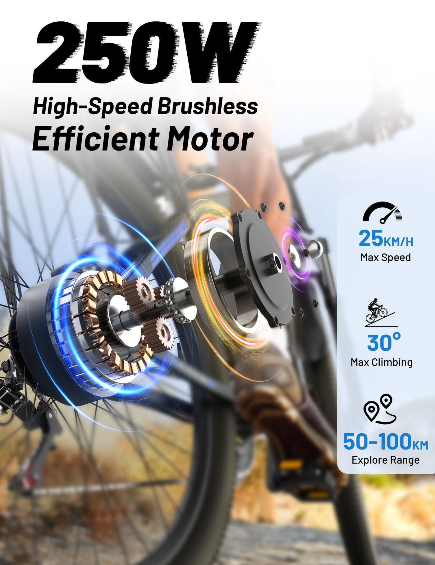 DUOTTS C29 Elektrofahrrad für Erwachsene, E-Mountainbike mit Abnehmbarer 48V 15Ah Akku und 250W Motor, Professionelles 21-Gängen und LCD-Display, Pendlerfahrrad für Herren und Damen