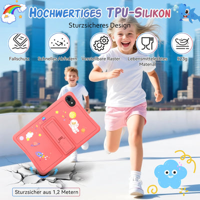 TABWEE Kinder Tablet 10 Zoll, Android 15 mit 12GB RAM + 64GB ROM + 2TB Erweiterbar, 5G WiFi, Widevine L1, 5000mAh, Quad Core, Elterliche Kontrolle, GMS Certified Kids Tablet mit Eva Case