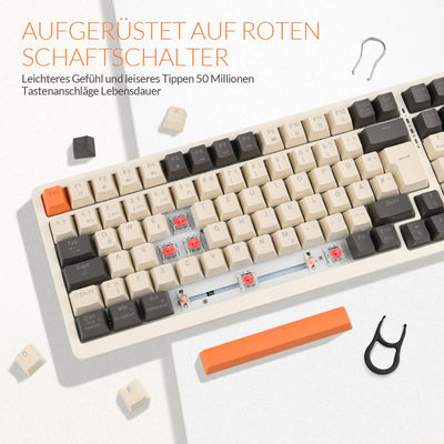 Rii Mechanische Tastatur Kabellos, Gaming Tastatur Bluetooth, Tri-Modi Gaming Tastatur 75 Prozent mit QWERTZ, 20 Arten von Regenbogen-LED-Hintergrundbeleuchtungen (BT5.0 + 2.4GHz + Kabel)