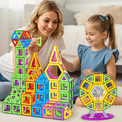 COOLJOYA Magnetische Bausteine 120 Teile Konstruktion, Magnetbausteine Magnetspielzeug Magnete Kinder, Magnetbausteine Kinder Magnetspiel für Geschenk ab 3 4 5 6 7 8 Jahre Junge Mädchen