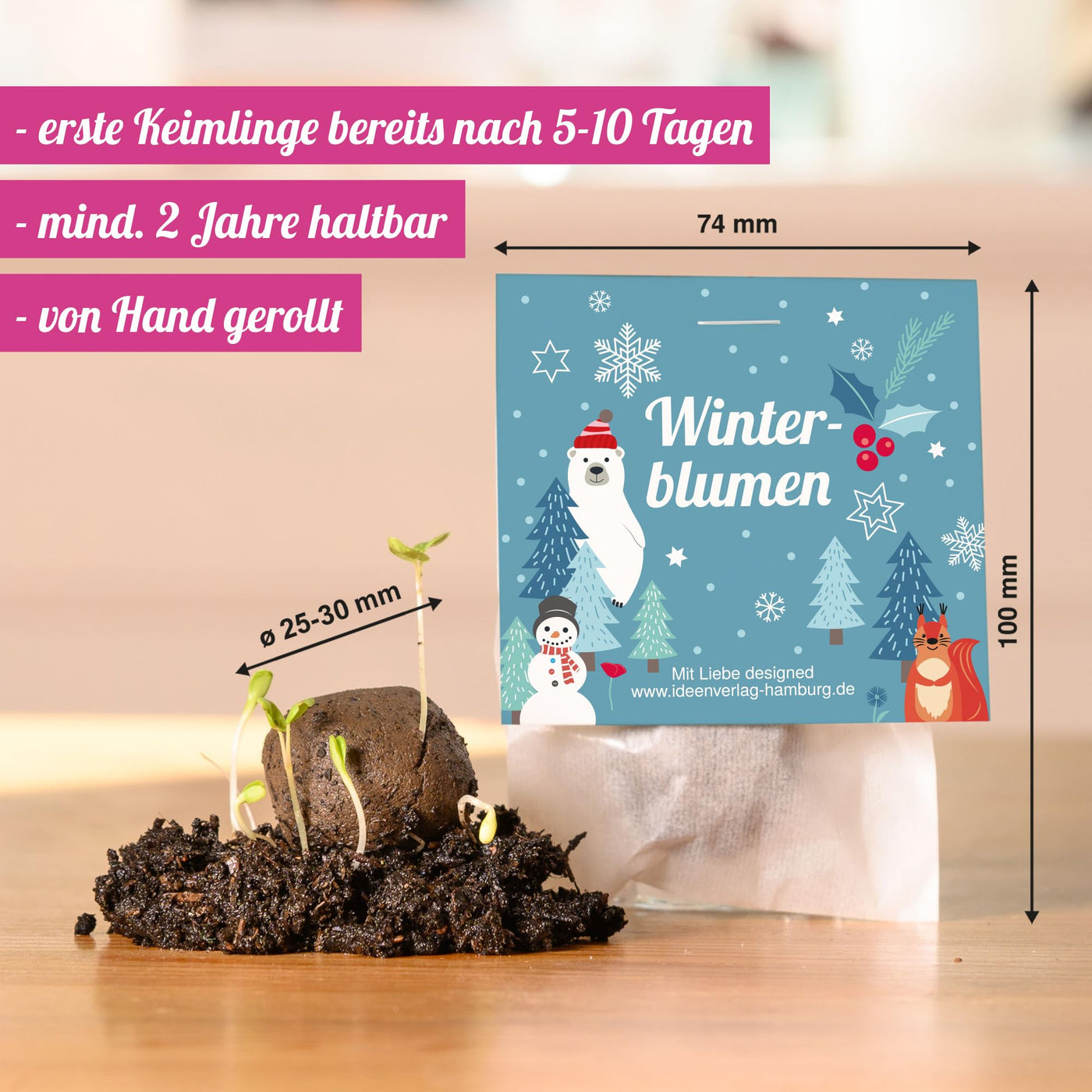 10x "Winterblumen" Winter Samenbomben Kindergeburtstag / treiben aus bei Kälte! / Geschenke Mitgebsel - Kinder Geburtstag Mitbringsel - Kleinigkeit give-away