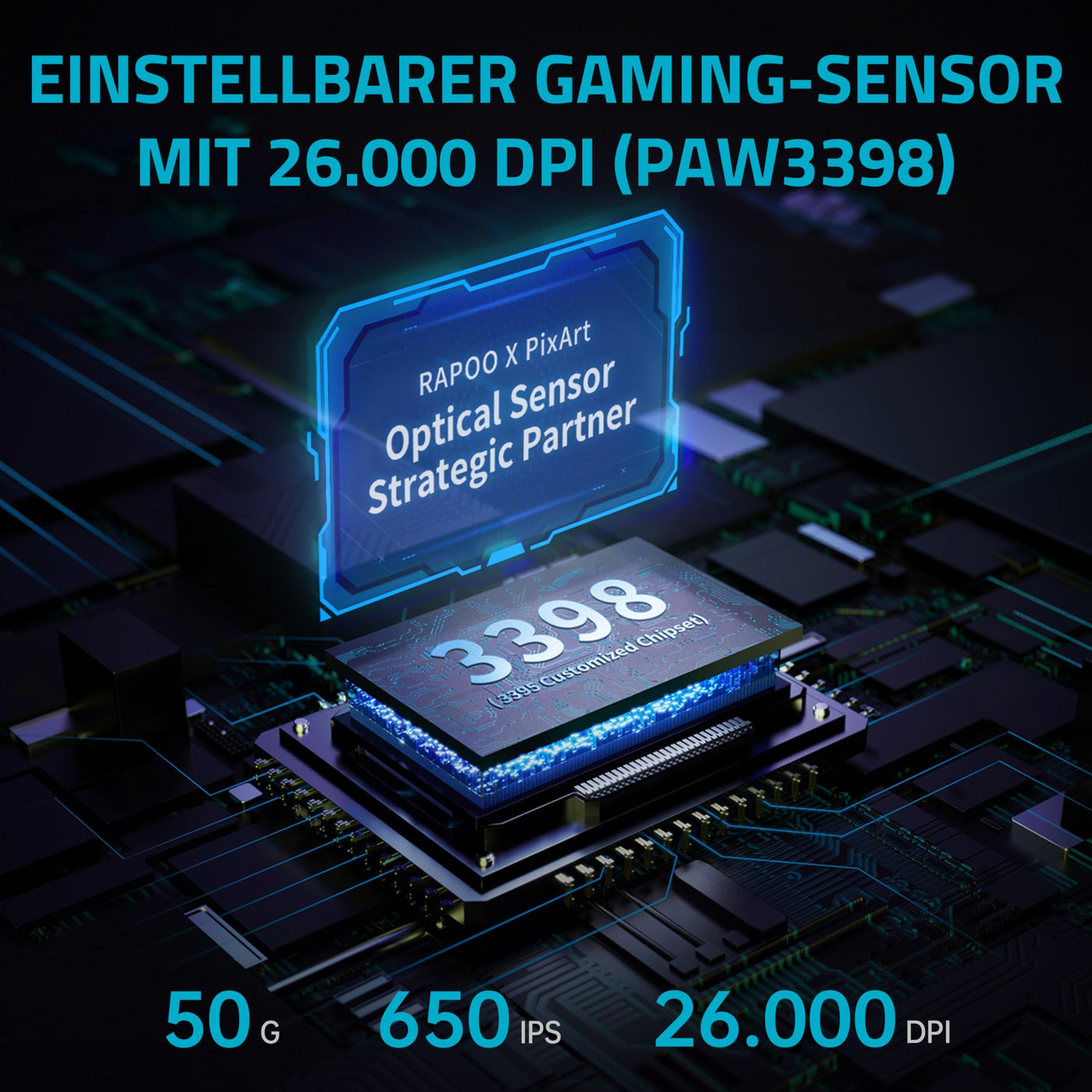 Rapoo VT0PRO kabellose 2,4 GHz High-Performance Gaming-Maus mit 26000 DPI optischem Sensor, 50 G Beschleunigung, 650 IPS, bis zu 160h Akkulaufzeit, PC/Mac - Schwarz