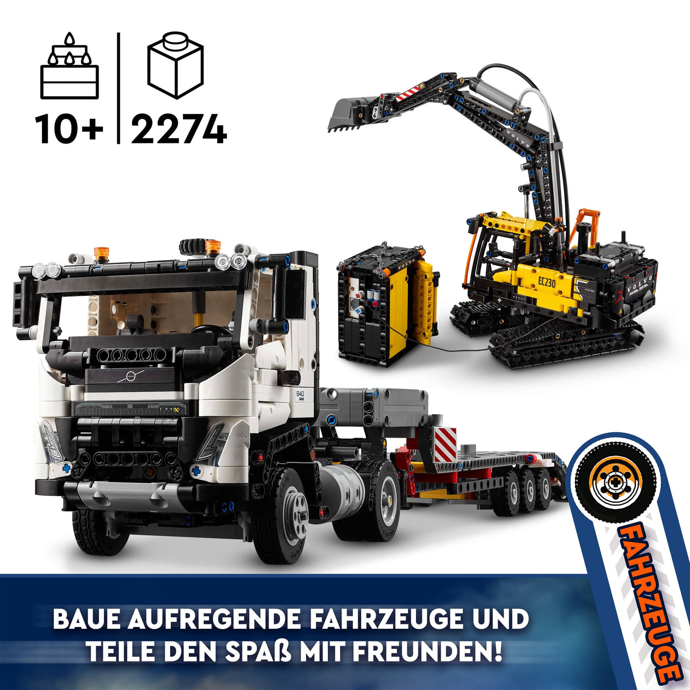 LEGO Technic Volvo FMX LKW mit EC230 Electric Raupenbagger, Kinderspielzeug, Geschenkset für Jungen und Mädchen ab 10 Jahren, Spielzeug Baufahrzeuge, Bagger-Spielzeugset 42175