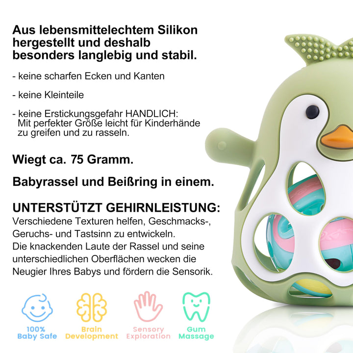 LEADSTAR Beißring & Rassel – Atomform Mit 12 Kaupunkten – Silikon Baby Spielzeug Ab 3–12 Monate – Montessori Sensorik Spielzeug LEADSTAR Beißring & Rassel – Atomform Mit 12 Kaupunkten – Silikon Baby Spielzeug Ab 3–12 Monate – Montessori Sensorik Spielzeug