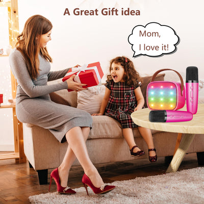 BONAOK Mikrofon Karaoke Spielzeug 2 Mikrofon, Bluetooth Karaokemaschinen für Kinder Erwachsene, Tragbarer Karaoke-Player Mikrofon zum Aufladen, Kinder Elektronisches Spielzeug (Rose)