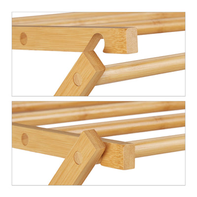 Relaxdays Handtuchhalter, aus Bambus, Faltbarer Standtrockner, mit 11 Stangen auf 6 Etagen, HBT: 106 x74 x 36 cm, Natur