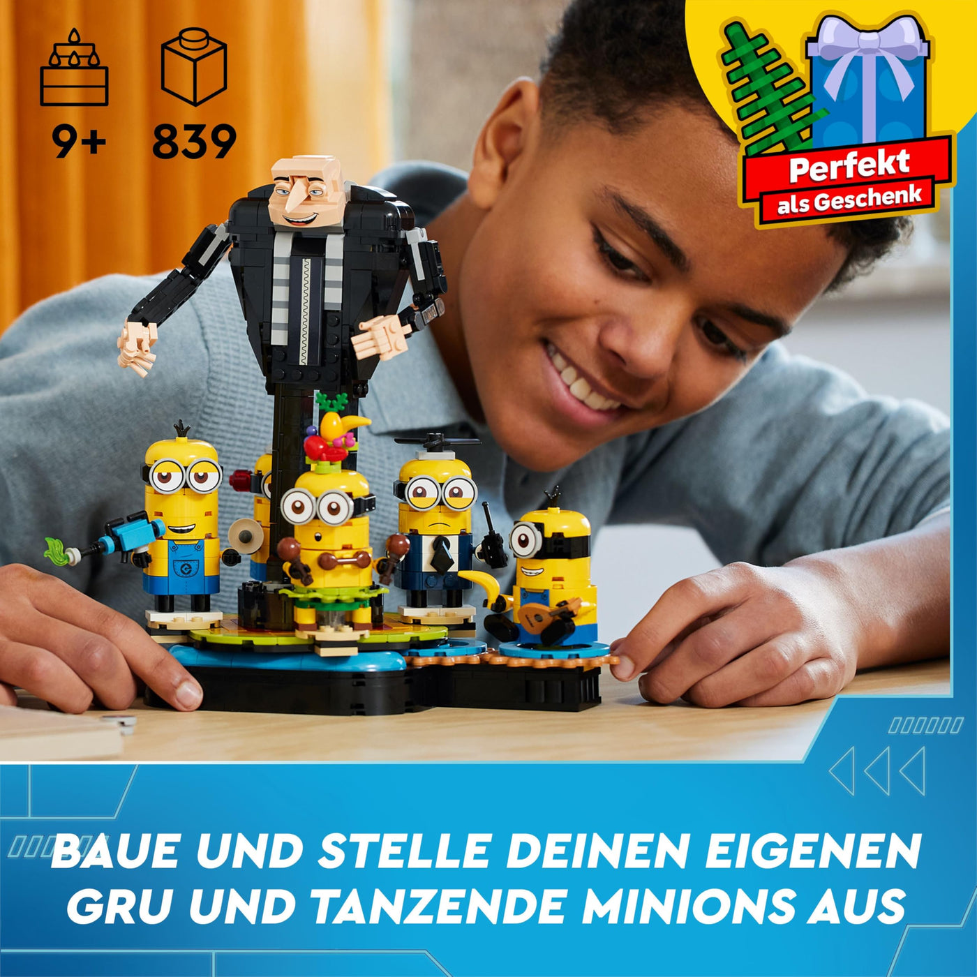 LEGO Ich – Einfach unverbesserlich 4 Gru und die Minions Steinen, tanzende Spielzeug-Filmfiguren zum Bauen, Spielen und Ausstellen, Geschenk für Jungen und Mädchen 75582