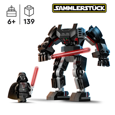 LEGO 75368 Star Wars Darth Vader Mech, baubares Actionfiguren-Modell mit Gelenkteilen, Minifiguren-Cockpit und großem roten Lichtschwert, Sammel-Spielzeug für Kinder, Jungen, Mädchen ab 6 Jahren