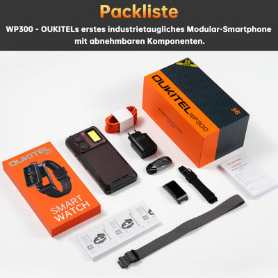 OUKITEL WP300 5G Android 15 Outdoor Handy - 36GB+512GB 16000mAh/45W 108MP+32MP Kamera Outdoor Smartphone 6,8 Zoll FHD+ 120Hz baustellenhandy/Kopfhörer mit Display/370LM Taschenlampe/IP68/NFC/OTG/GPS