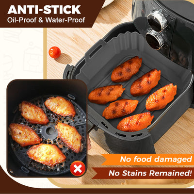 3 Packungen Silikonform für Heißluftfritteuse Air Fryer Liners Wiederverwendbar anstelle Airfryer Backpapier Pergamentpapier, Heißluftfritteuse Zubehör Geeignet für Ninja Foodi Max,Tefal,COSORI