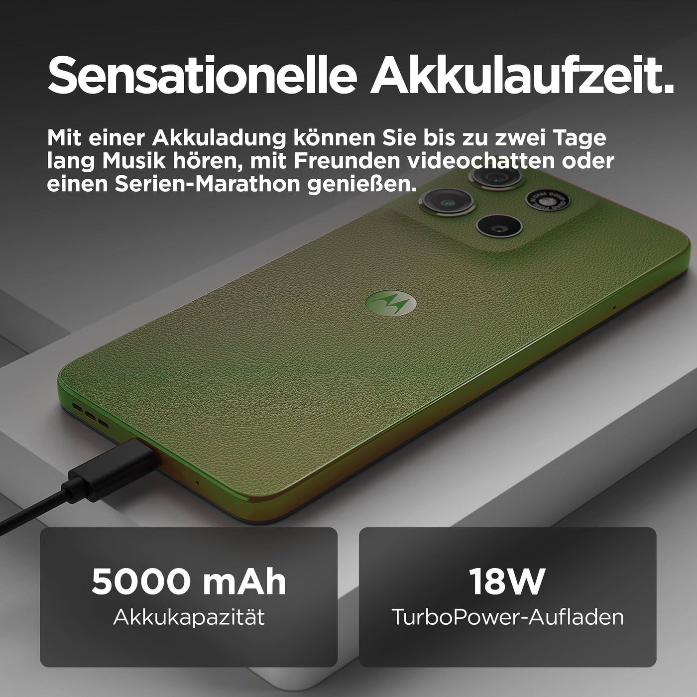 Motorola Moto g15 Smartphone (6,72"-FHD+-Display, 50-MP-Kamera, 4 GB / 128 GB, 5200 mAh, Android 15) Iguana Green, inkl. Schutzcover [Exklusiv bei Amazon]