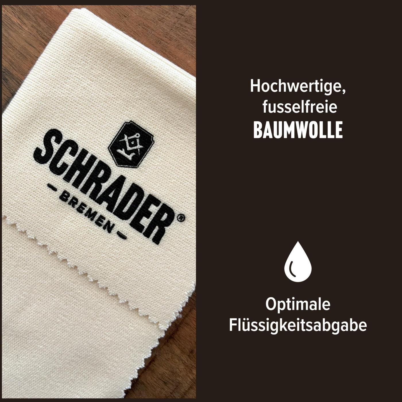 Schrader Premium Baumwolltuch - Poliertuch für alle Oberflächen, Möbel, Kleidung, Leder, Holz - cremefarben - 25x33cm - 3 Stück