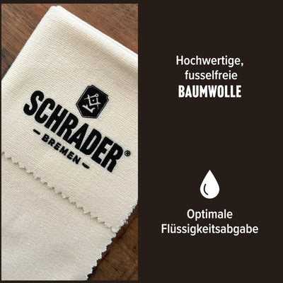 Schrader Premium Baumwolltuch - Poliertuch für alle Oberflächen, Möbel, Kleidung, Leder, Holz - cremefarben - 25x33cm - 3 Stück