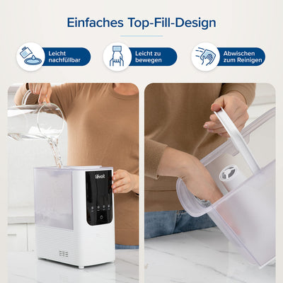 LEVOIT Smart Luftbefeuchter, Warm-/Kalter Nebel max 550 ml/h, 4,5L Humidifier bis 40㎡ 45H, 26dB Aroma Raumbefeuchter mit Nachtlicht für Schlafzimmer Kinderzimmer und Pflanzen, Exklusiv bei Amazon,Weiß