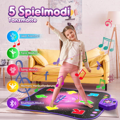 Hot Bee Tanzmatte für Kinder ab 6-8 Jahre Geschenke für Mädchen Tanzmatte mit Bluetooth Beleuchtete Musikmatte Spielzeug Kinder für Alter 3 4 5 7 9 Kinderspielzeug Jungen Geschenkideen Geburtstag