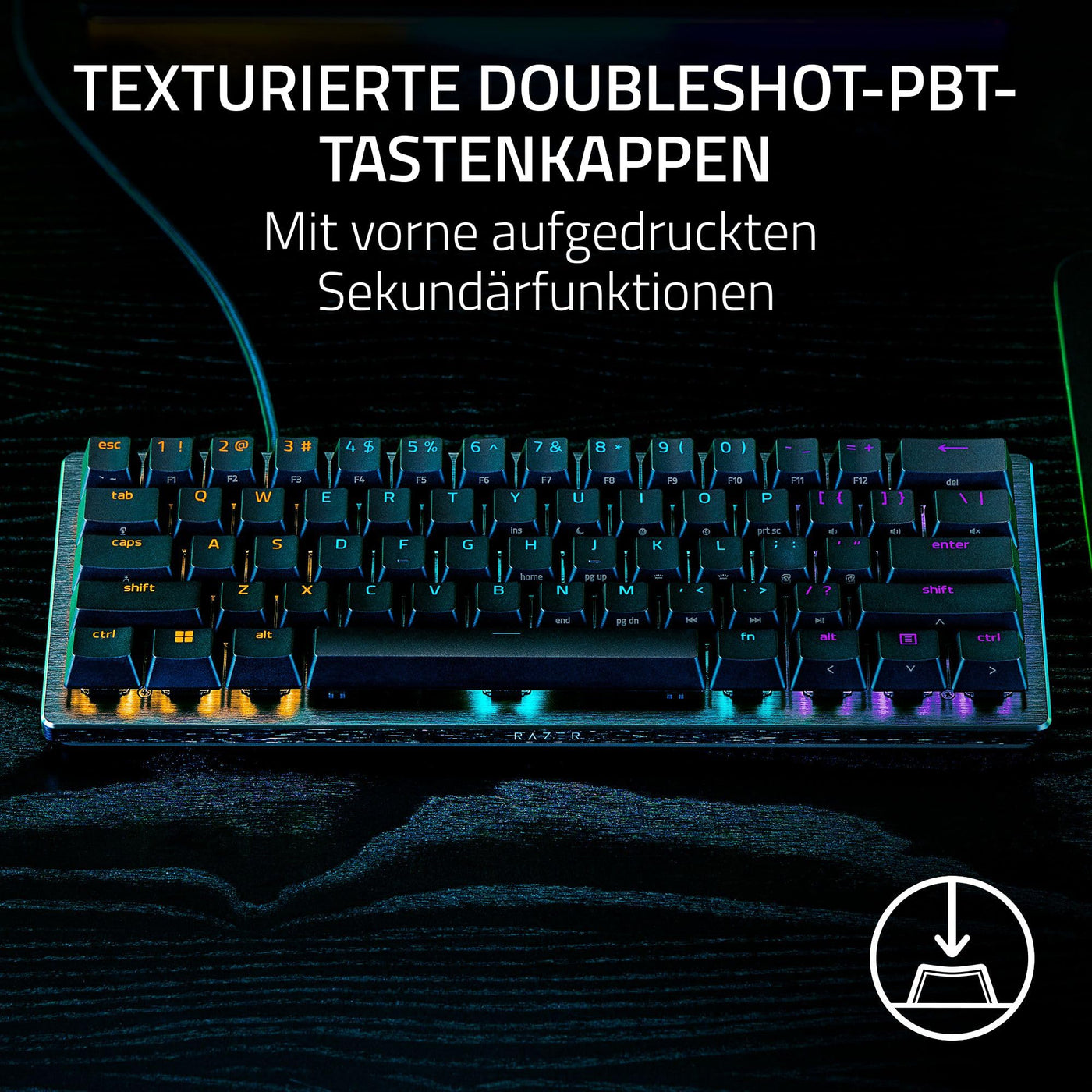 Razer Huntsman Mini (Analog Switch) - Kompakte 60% Gaming Tastatur (Analoge Switches, Doubleshot PBT-Tastenkappen, Abnehmbares USB-C Kabel) QWERTZ DE-Layout | Schwarz