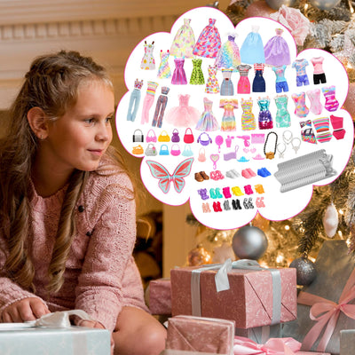 Miunana 110+ Kleidung für Puppen Puppenkleidung Fashion Kleider Tops Bluse Hosen Abendkleider Badenanzüge Minikleider Schuhe Kleiderbügel Handtasche Flügel Zubehör für 11,5 Zoll Mädchen Puppen