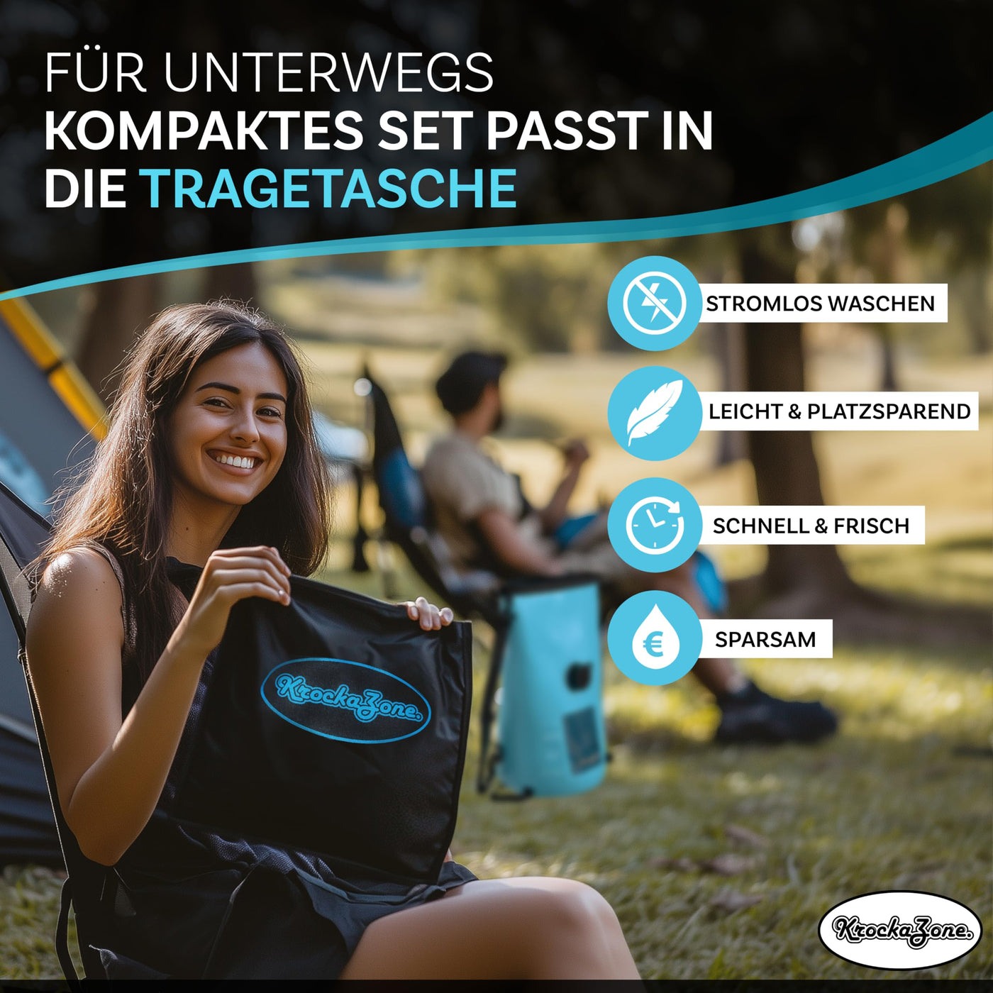 Tragbare Waschmaschine ohne Strom - Faltbarer Waschbeutel Pömpel Waschbrett Set, klein & leicht für Handwäsche, Reisewaschmaschine - Outdoor mobile mini Waschtasche für Camping, Reisen, Urlaub